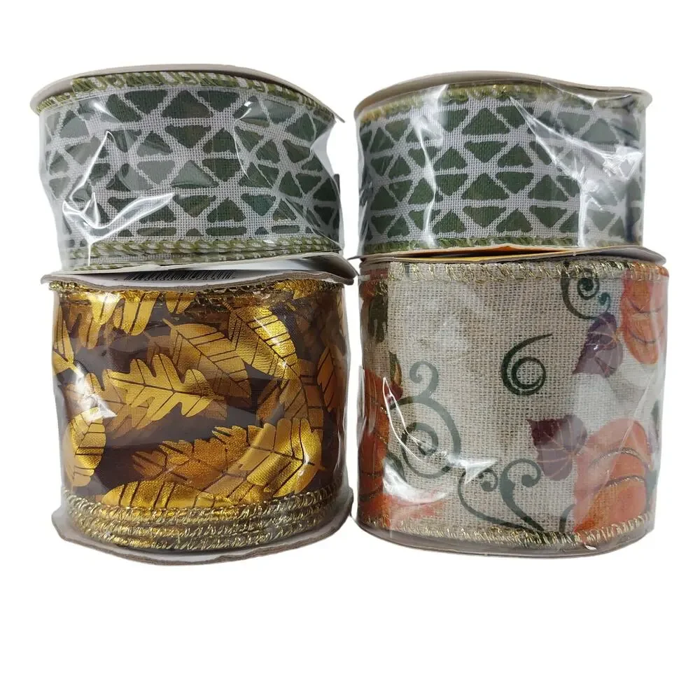 Harvest Fall Decorative Ribbon Lot of 4 Pumpkin Thanksgiving
